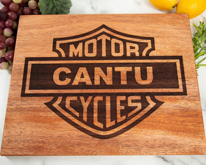 Custom Harley Davidson Cutting Board | Personalized Monogramed Last Name Gift