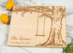 Our Personalized Cutting Boards make the perfect custom gift for any occasion such as wedding, anniversary, or housewarming. Personalized Cutting Board, Oak Tree With Rope Swing, Wedding Gift, Anniversary Gifts for Her, Gifts for Him, Housewarming Gift