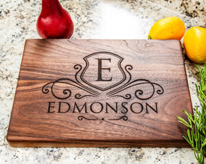 Personalized Artisan-crafted Black Walnut Monogrammed Cutting Board for Culinary Connoisseurs