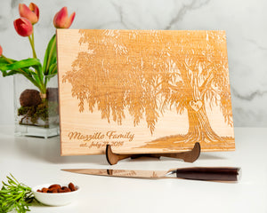 Celebrate your ninth anniversary in style with this picture-perfect willow tree cutting board! Made from premium-grade wood, it's resistant and eye-catching - a timeless, rustic memento of your big day. Plus, it gives your kitchen a special character that'll help make your anniversary an unforgettable one!