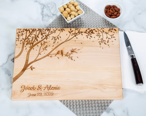 Personalized Cutting Board, Song Birds Oak Tree Gift, Wedding & Anniversary Gifts, Housewarming Gift, Gifts for Her, Couples Gift