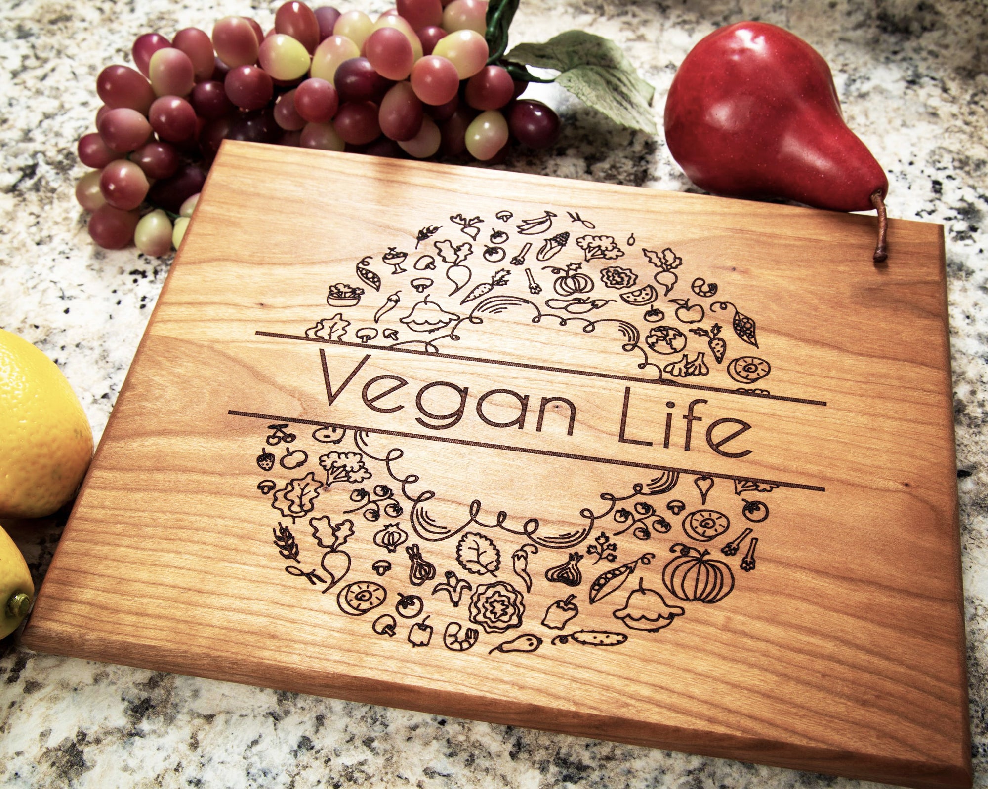 Vegan Life Design personalizable Cutting Board, Birthday, Wedding,  Anniversary and Housewarming Gifts