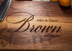 Couples Personalized Wedding Gift Cutting Board | Beautiful Anniversary or Housewarming Gift.