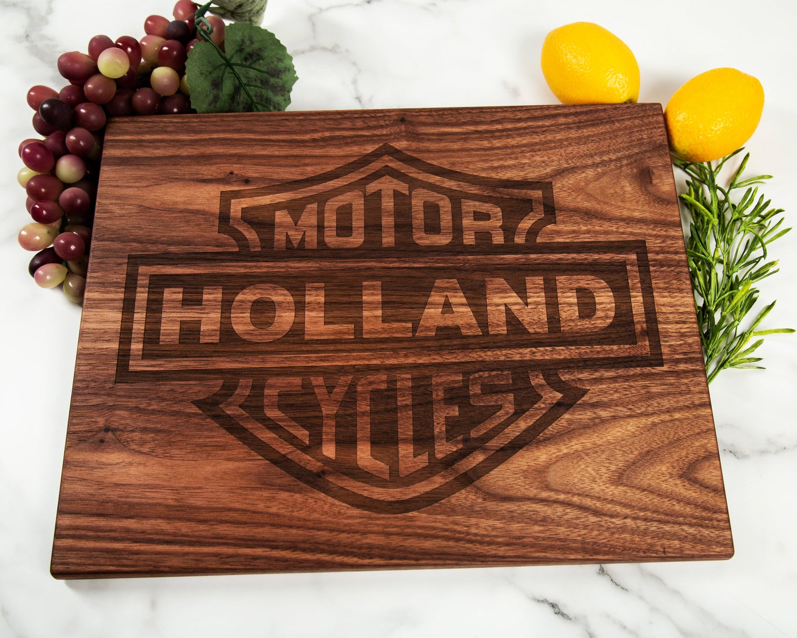 Harley Davidson Custom Design Cutting Board | Personalized Monogramed Last Name Gift