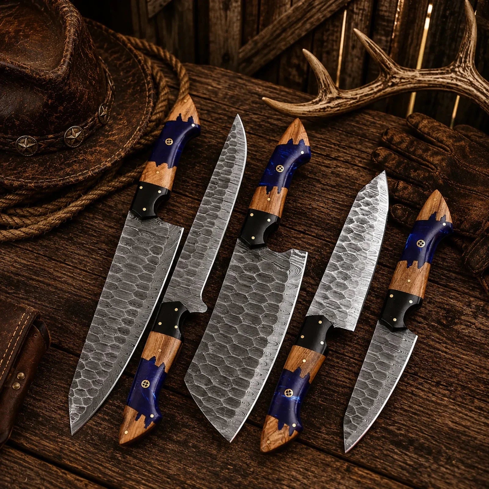 Artisan Damascus Chef Knife Set – Professional Kitchen Collection